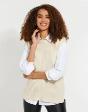 Women's Stone Cable Knit Vest