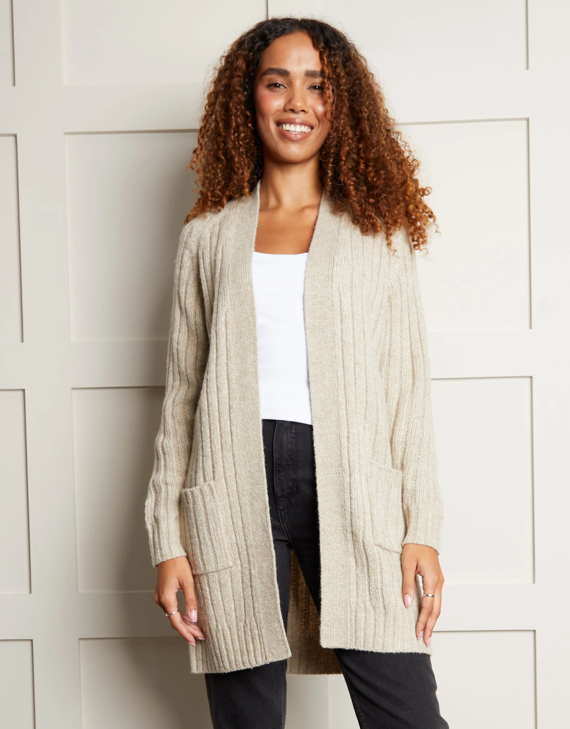 Women's Stone Knitted Cardigan