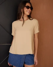 Women's Stone Short Roll Sleeve T-Shirt Blouse