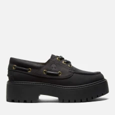Womens Stone Street Eye Platform Boat Shoes - Black
