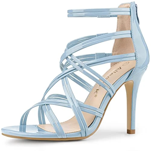 Women's Strappy Stiletto Heel Lace Up Sandals Sky Blue 8 UK/Label Size 10 US