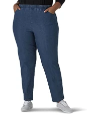 Women's Stretch Elastic Waist Pull-On Legging Pant, Mid Shade Denim, 20