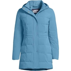 Womens Stretch Quilted Down Coat Muted Blue Regular Medium, Blue