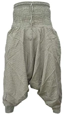 Women's Striped Cotton Aladdin Light Harem Pants Green Women's Striped Cotton Aladdin Light Harem Pants Green
