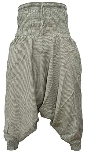 Women's Striped Cotton Aladdin Light Harem Pants Green