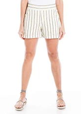 Women's Striped Linen Shorts Casual, Cream/Yellow/Multi, Large Women's Striped Linen Shorts Casual, Cream/Yellow/Multi, Large