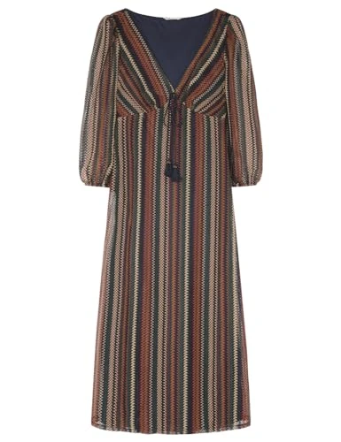 Women's Striped Structured midi Dress, Dark_Khaki, XS