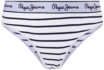 Women's Stripes Brazilian Bikini Style Underwear, Blue (Navy), S