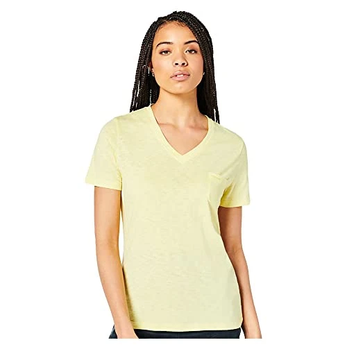 Women's Studios Pocket V Neck TEE T-Shirt, Beacon Yellow, S