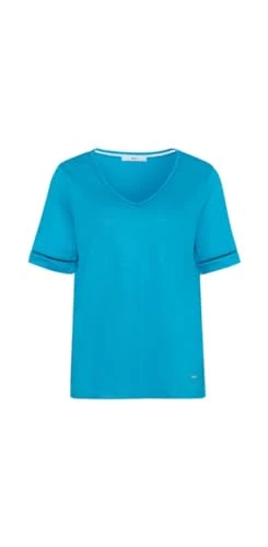 Women's Style Carry Linen Shirt with V-Neck Solid T, Aqua, 6