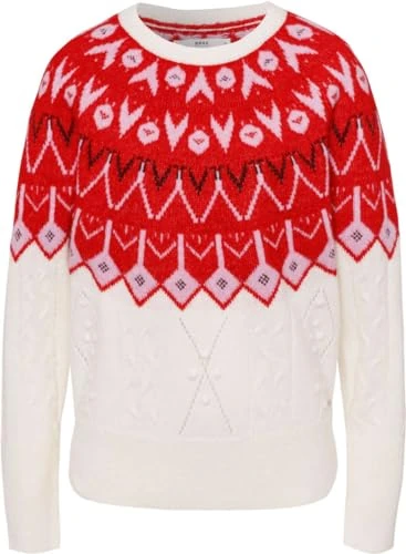 Women's Style Liz-Jumper in Jacquard Knit Sweater, Flame, UK 20