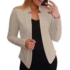 Women's Suit Jackets & Blazers Petite - Ladies Blazer Jackets Long Sleeve Solid Color Slim Fit Trench Coat for Women Soft Comfy Women's Cardigans Short Smart Casual Lightweight Jacket Women Beige