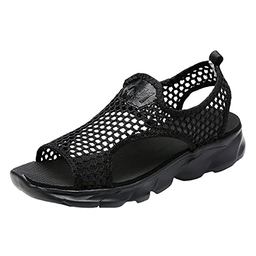 Women's Summer Mesh Beach Slip On Sport Casual Open Toe Flat Soft Bottom Breathable Shoes Sandals Wo