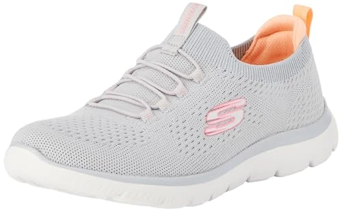 Womens Summits Top Player Sneaker, Gray Knit Pink Coral Trim, 5 UK