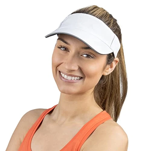 Women’s Sun Visor Hat for Running, Golf and Tennis - Recycled - white