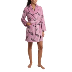 Women's Super Soft Luxe Plush Shawl Collar Robe, Mauve Jc Crowns, L-x-L