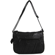 Womens Super Soft Nappa Leather Shoulder Bag/Handbag with Two Main Zipped Compartments - Black Womens Super Soft Nappa Leather Shoulder Bag/Handbag with Two Main Zipped Compartments - Black