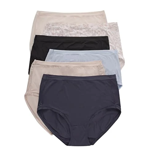 Women's Super Stretch Underwear Pack, Comfort Flex Fit, Bikini Or Thong Panties, 6-Pack (Colors May Vary), Assorted Modern Brief, L (Pack of 6)