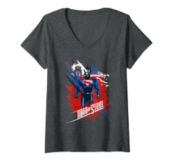 Womens Superman Man of Steel American Man V-Neck T-Shirt Womens Superman Man of Steel American Man V-Neck T-Shirt