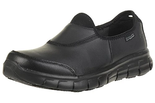 Women's Sure Track Work Shoes, Black Black Leather Bbk, 8 UK