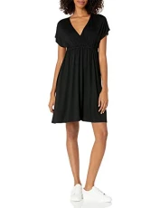Women's Surplice Dress (Available in Plus Size), Black, XL