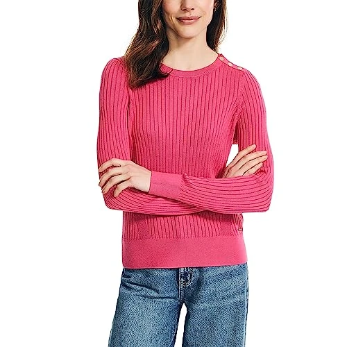 Women's Sustainably Crafted Rib-Knit Crewneck Sweater, Lotus, XXL