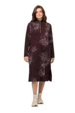 Women's Sweatdress with dots Print and Collar Dresses, Berry, 28-30 Plus Women's Sweatdress with dots Print and Collar Dresses, Berry, 28-30 Plus