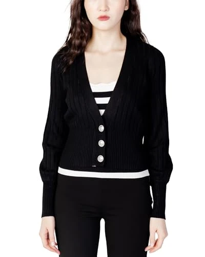 Women's Sweater Agnes Cardigan Sweater Black E24GU13 W3YR23Z37J2, Black, XL