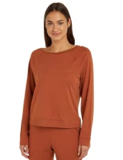 Womens Sweater Curve Neck Gingerbread M