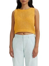 Womens Sweater Vest Sleeveless Amber Yellow L
