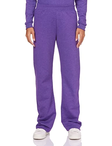 Women's Sweatpants, EcoSmart Fleece Sweatpants, Cotton-Blend Fleece Sweats, Mid-Weight Open Bottom Sweatpants for Women, Violet Splendor Heather, Large