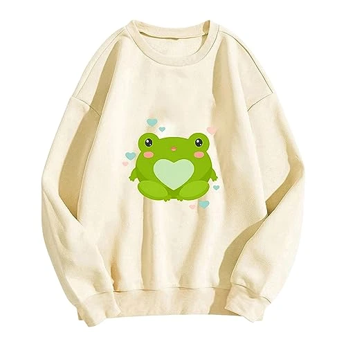 Women's Sweatshirt Crew Neck Long Sleeve Pullover Autumn Casual Hoodie Outfit Women's 2022 Women's Sweatshirt with Crew Neck Women's Printed Hoodie Without Hood, beige, XL