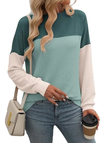 Women's Sweatshirt Elegant Casual Pullover Long Sleeve Crew Neck Jumper Autumn Winter Casual Tunic Tops Long Sleeve Tops S-XXL, Green, M