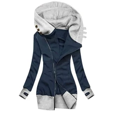 Women's Sweatshirt Jacket Long Warm Hooded Jacket Winter Cuddly Hoodie Teddy Fleece Sweat Jacket Cotton Colour Block Pullover with Hood Fleece Jacket Soft Comfortable Autumn Jacket for Everyday Women's Sweatshirt Jacket Long Warm Hooded Jacket Winter Cuddly Hoodie Teddy Fleece Sweat Jacket Cotton Colour Block Pullover with Hood Fleece Jacket Soft Comfortable Autumn Jacket for Everyday