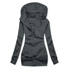 Women's Sweatshirt Jacket Long Warm Hooded Jacket Winter Cuddly Hoodie Teddy Fleece Sweat Jacket Cotton Colour Block Pullover with Hood Fleece Jacket Soft Comfortable Autumn Jacket for Everyday