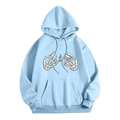 Women's Sweatshirt Plus Size Casual Long Sleeve Fixed Button Hooded Loose Sweatshirt with Pockets Hoodie Norway Hoodie Women's Oversize Hoodie Women with Kangaroo Pocket, lightblue, XXL
