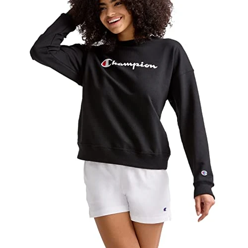 Women's Sweatshirt, Powerblend, Crewneck for Women, Script (Plus Size Available), Black Script, 1x