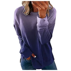 Women's sweatshirt pullover long sleeve oversized jumper women pullover pots O-neck T-shirt fashion casual long sleeve women's blouse sweatshirt women's pullover winter elegant hoodie, purple, L