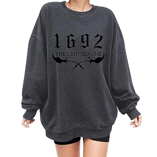 Women's Sweatshirt Without Hood Women Fashion Print Crew Neck Loose Sweatshirt Casual Long Sleeve Pullover Tops Hoodie Oversize, gray, XL