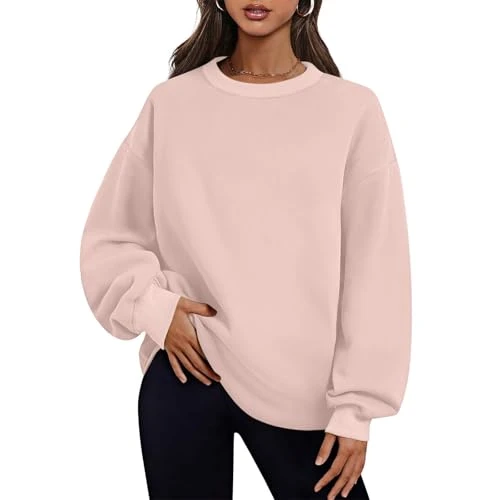 Womens Sweatshirts Casual Long Sleeve Crew Neck Jumpers Plain Cute Preppy Sweatshirt Comfy Lightweig