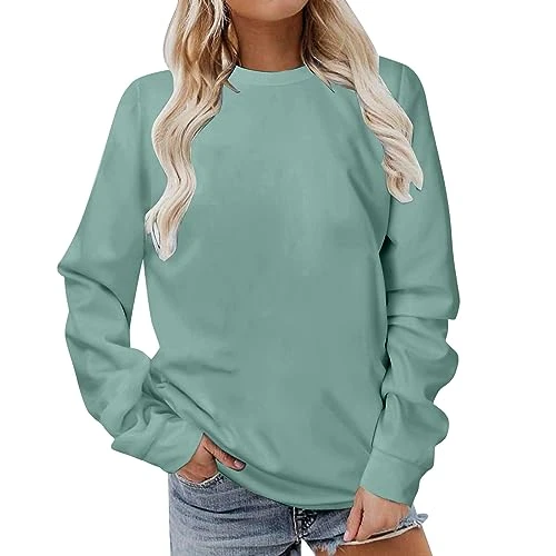 Womens Sweatshirts with NO Hood UK Crewneck Fashion Casual Long Sleeve Tops Basic Jumpers Tunic Blouse Shirts Sweatshirts for Ladies