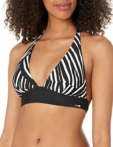 Women's Swim Halter Triangle Bikini Top Bathing Suit,Black, L, Large