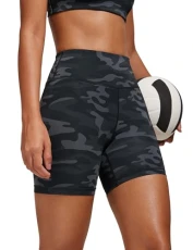 Women's Swimming Shorts 5" - High Waisted Athletic Broad Shorts Tankini Bottoms Beach Swimwear with Liner Jungle Camouflage Gray 8