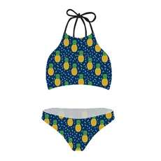 Women's Swimwear High Waisted Cheeky Bikini Set Two Piece Swimsuits Hawaiian Beachwear Pineapple Blue Women's Swimwear High Waisted Cheeky Bikini Set Two Piece Swimsuits Hawaiian Beachwear Pineapple Blue