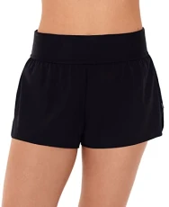 Women's Swimwear Sport Fashion Performance Solid Short Swim Bathing Suit Bottom - Black - 22