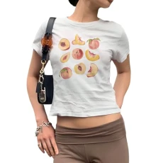 Women's T-Shirt Ladies Basic Short Sleeve Graphic Tshirt Summer Crop Top Y2K Aesthetic Clothes Outfit Baby Tee Skims Dupe Streetwear (F White - Peach, S) Women's T-Shirt Ladies Basic Short Sleeve Graphic Tshirt Summer Crop Top Y2K Aesthetic Clothes Outfit Baby Tee Skims Dupe Streetwear (F White - Peach, S)