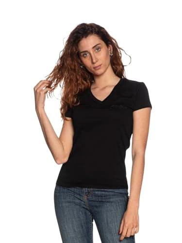 Women's T-Shirt V Neck 3DYT26 YJ3RZ 1200 in Black, black, M