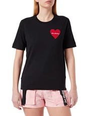 Women's t-Shirt with Brand Heart Patch, Black, 42 Women's t-Shirt with Brand Heart Patch, Black, 42