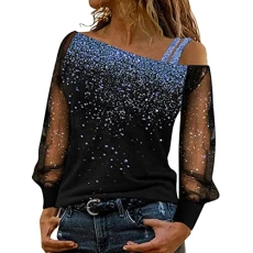 Women's T-Shirts One Shoulder Blouses Gradient Colour Glitter Tops for Women UK Mesh Long Sleeve Sweatshirts Breathable Tops Slim Fit Tee Party Shirts Fashion Shinny Shirts Fashion Loungewear Blue Women's T-Shirts One Shoulder Blouses Gradient Colour Glitter Tops for Women UK Mesh Long Sleeve Sweatshirts Breathable Tops Slim Fit Tee Party Shirts Fashion Shinny Shirts Fashion Loungewear Blue