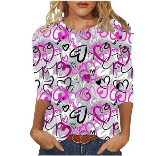 Womens T Shirts Summer Floral Tunic Tops for Women T Shirt Women Summer Tops for Women 2024 Sexy Casual 3/4 Sleeve Tops White Summer Blouses for Women 2024 Mens Quilted Jackets Sale